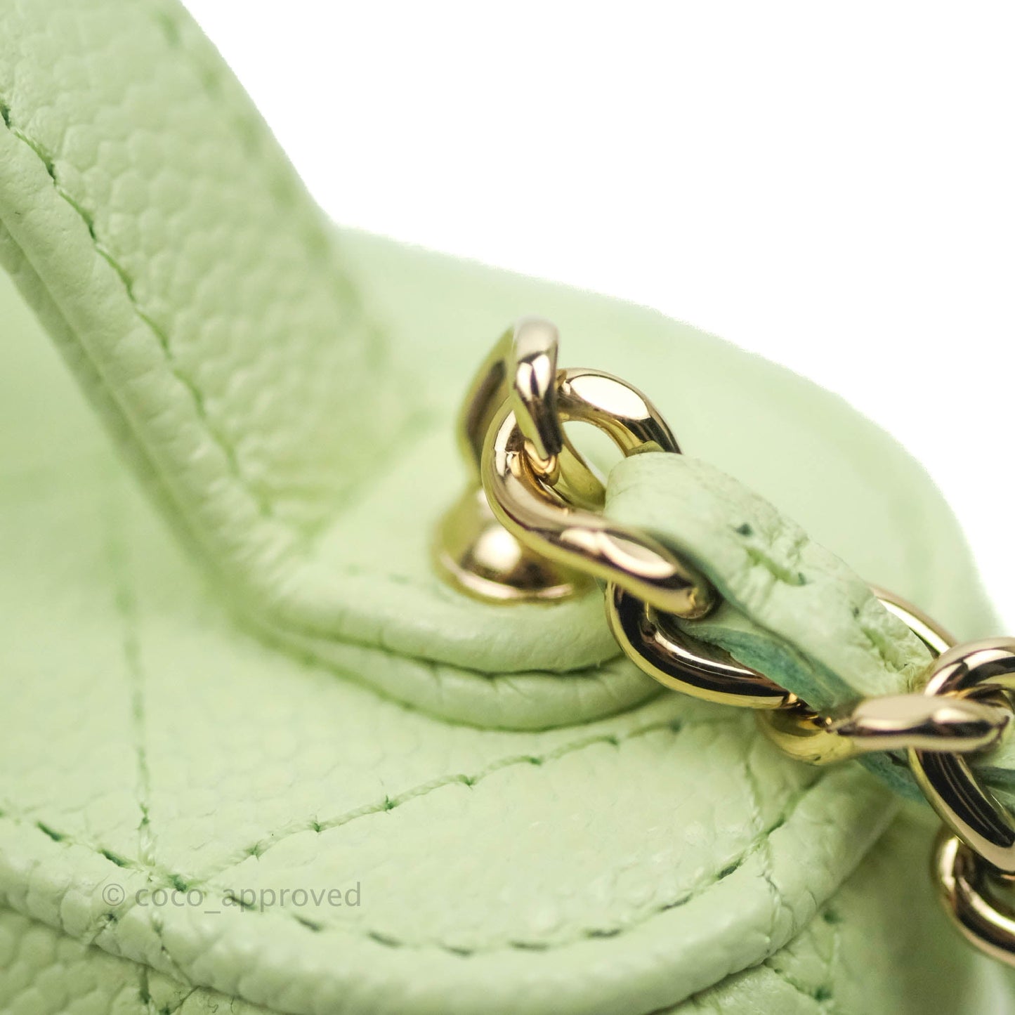 Chanel Quilted Small Handle With Care Vanity Case With Chain Green Caviar Gold Hardware