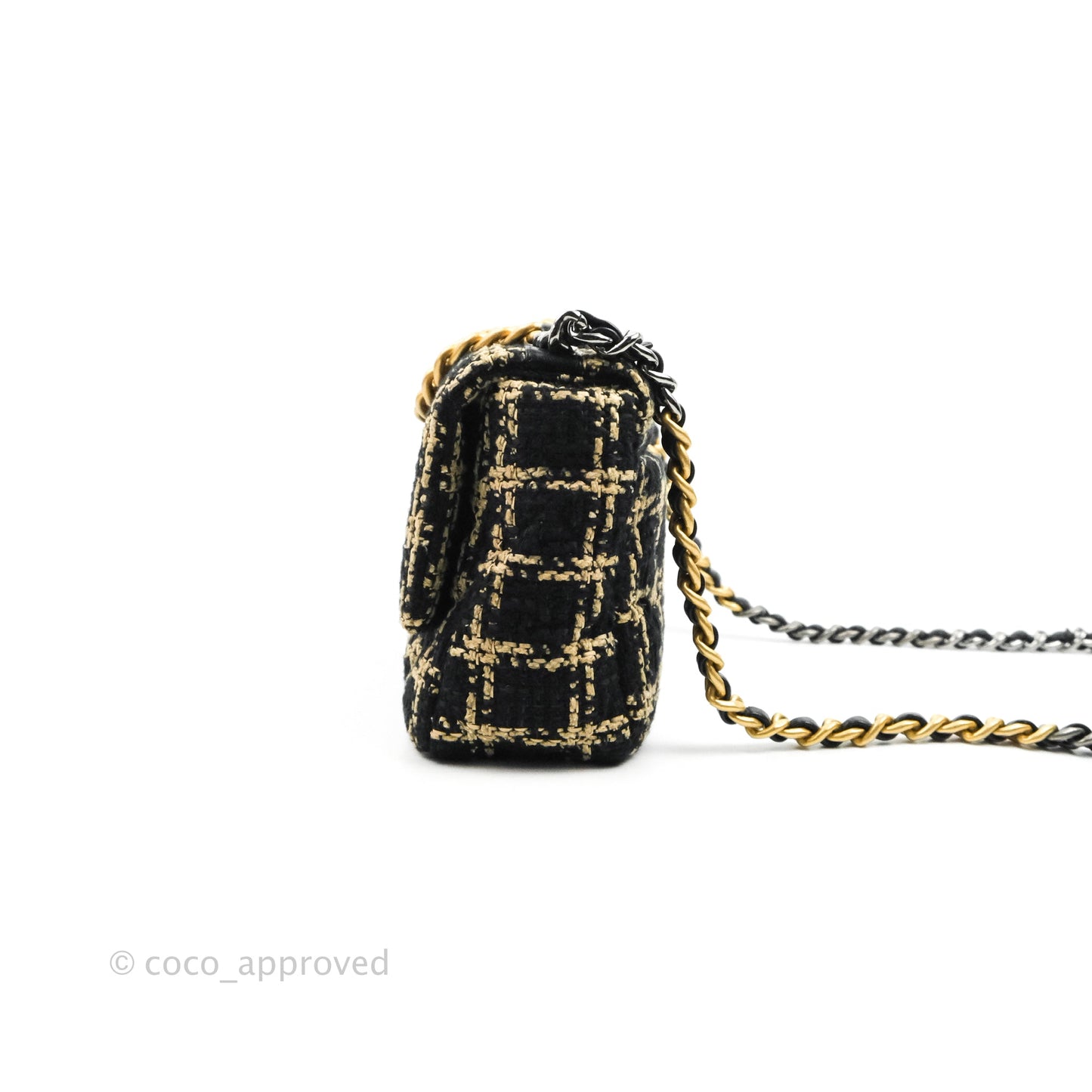 Chanel 19 Small Tweed Black Beige Mixed Hardware