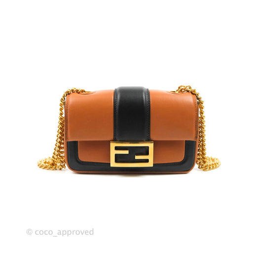 Fendi Mini Baguette Chain Bag Bi-Color Brown/Black Nappa