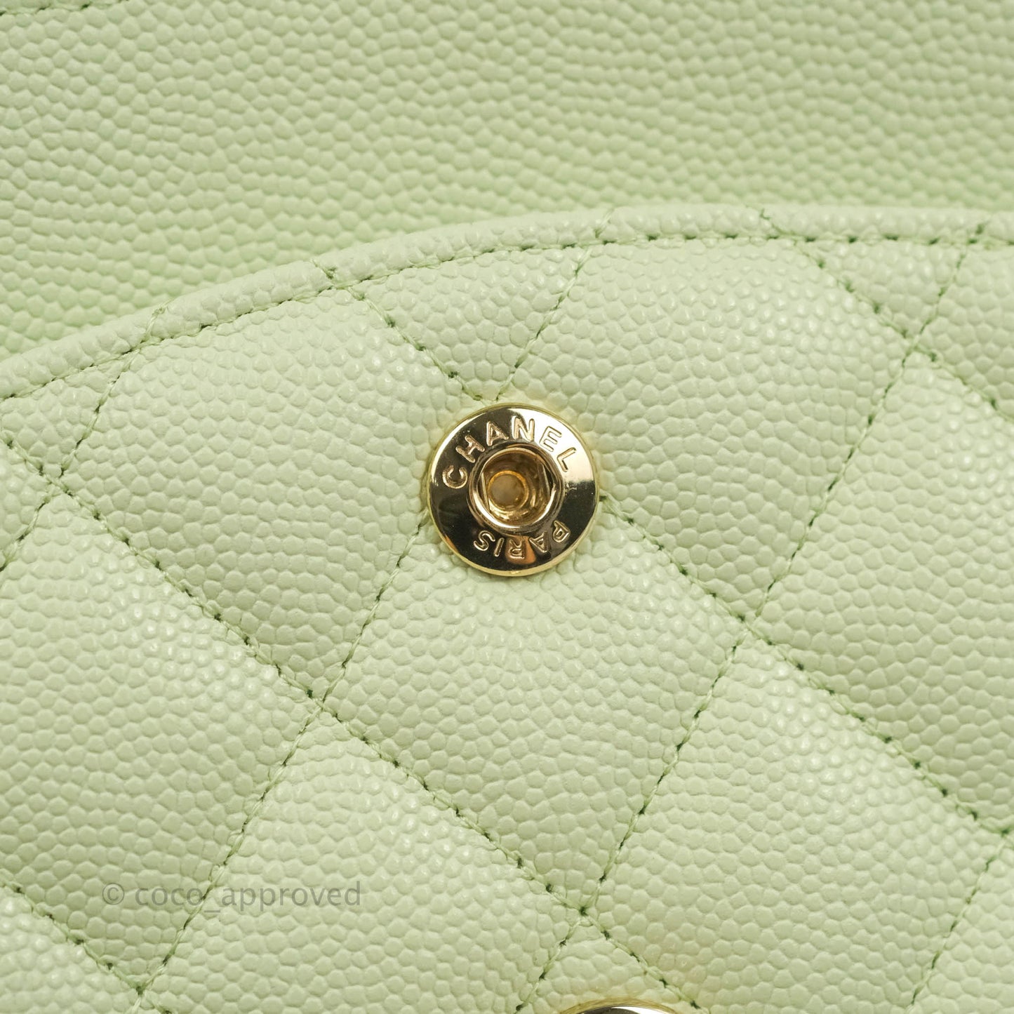 Chanel Classic M/L Medium Flap Quilted Avocado Green Caviar Gold Hardware