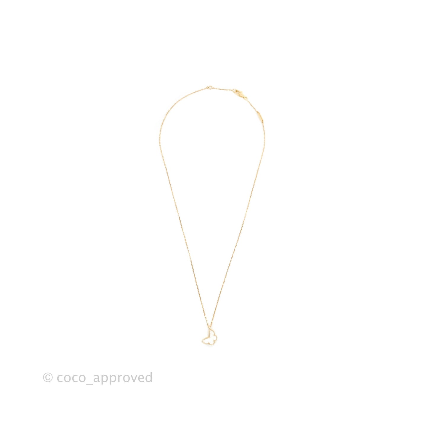 Van Cleef & Arpels 18K Yellow Gold Mother of Pearl Sweet Alhambra Butterfly Pendant Necklace