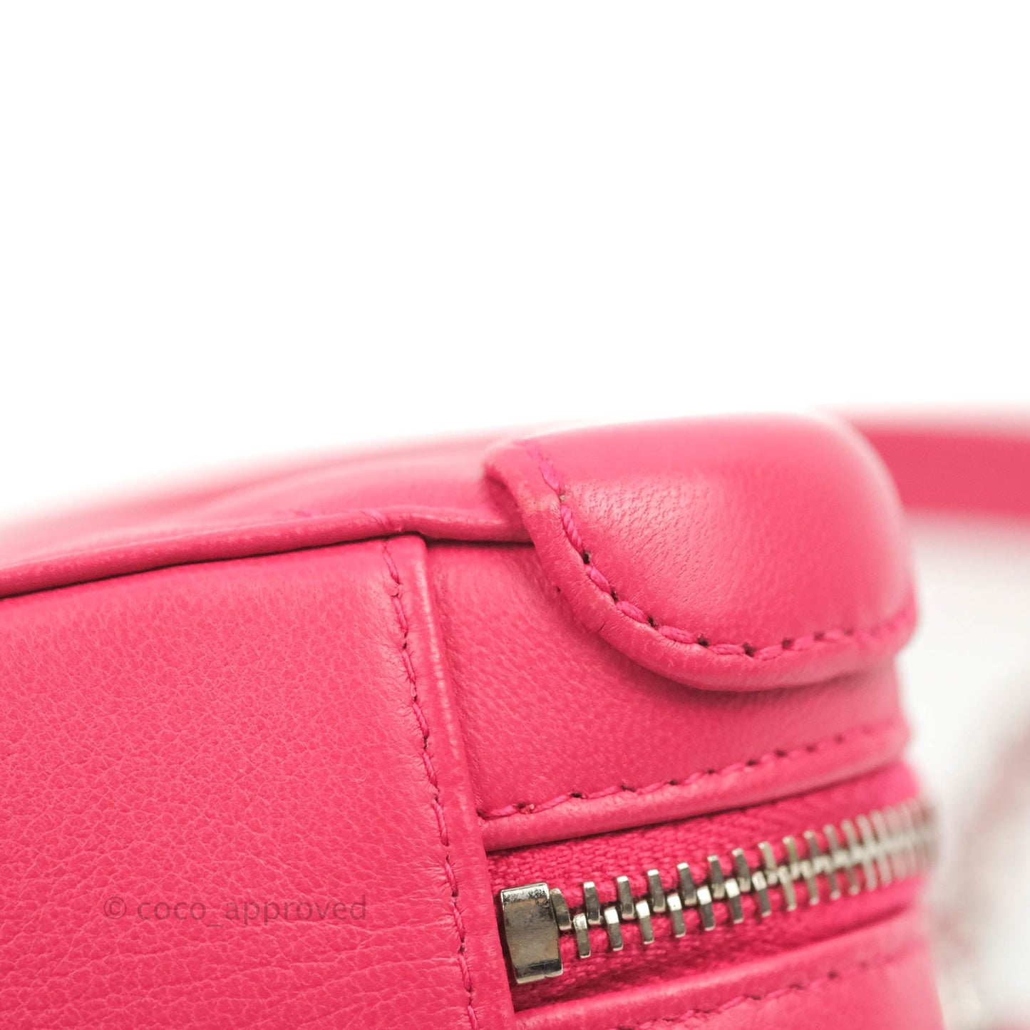 Chanel Mini Quilted Camera Case Pink Lambskin Silver Hardware