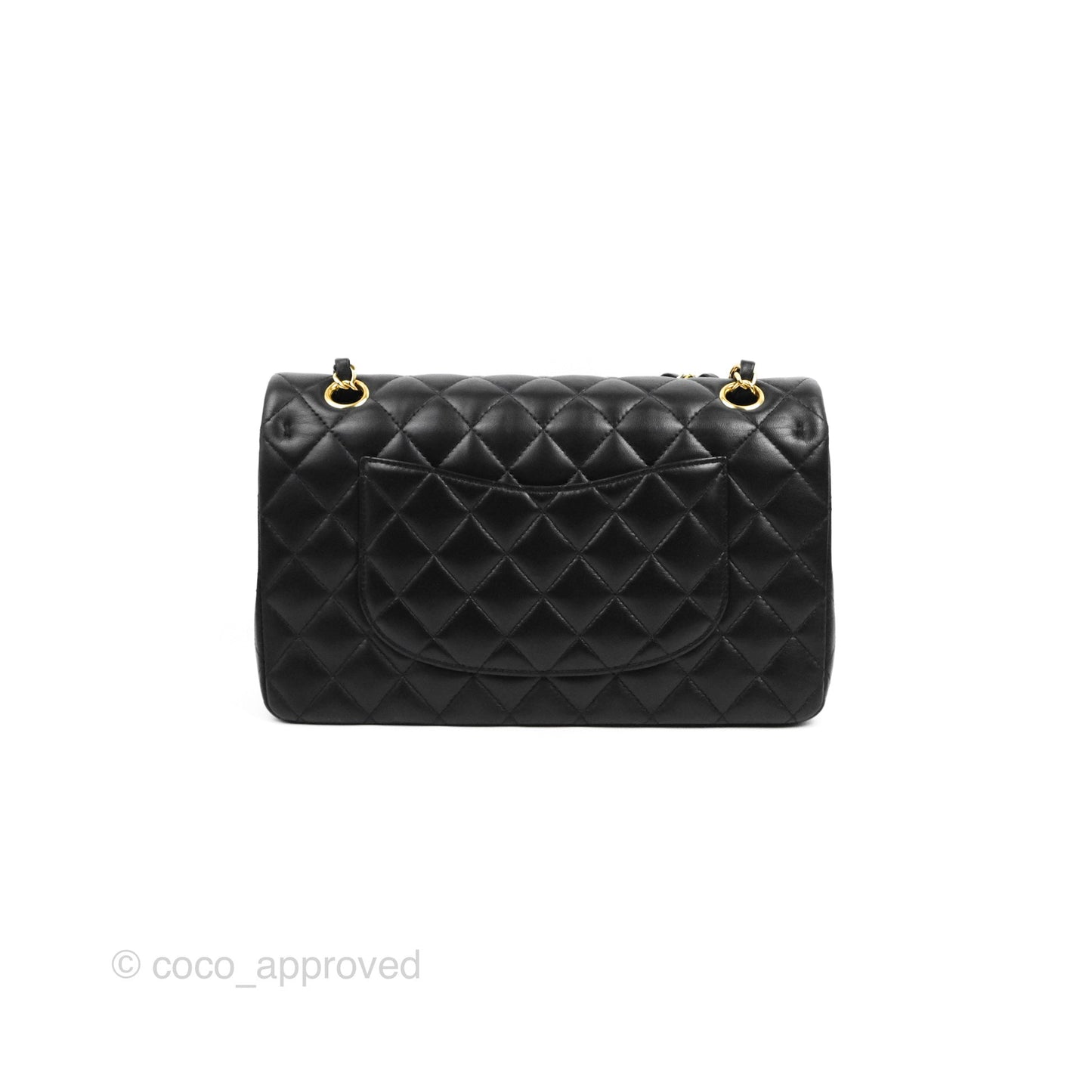 Chanel Classic M/L Medium Flap Quilted Black Lambskin Gold Hardware