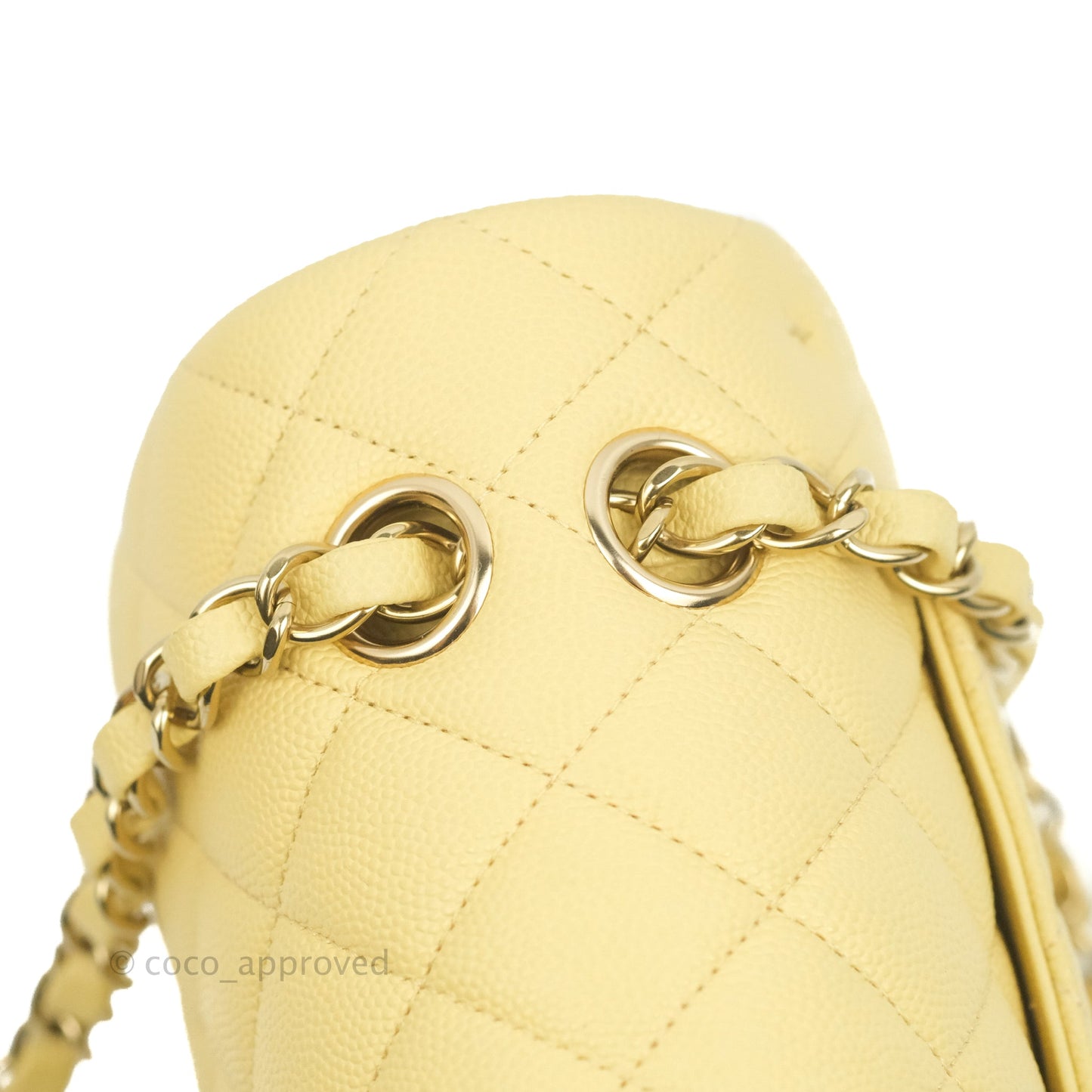 Chanel Classic Small S/M Quilted Flap Yellow Caviar Gold Hardware