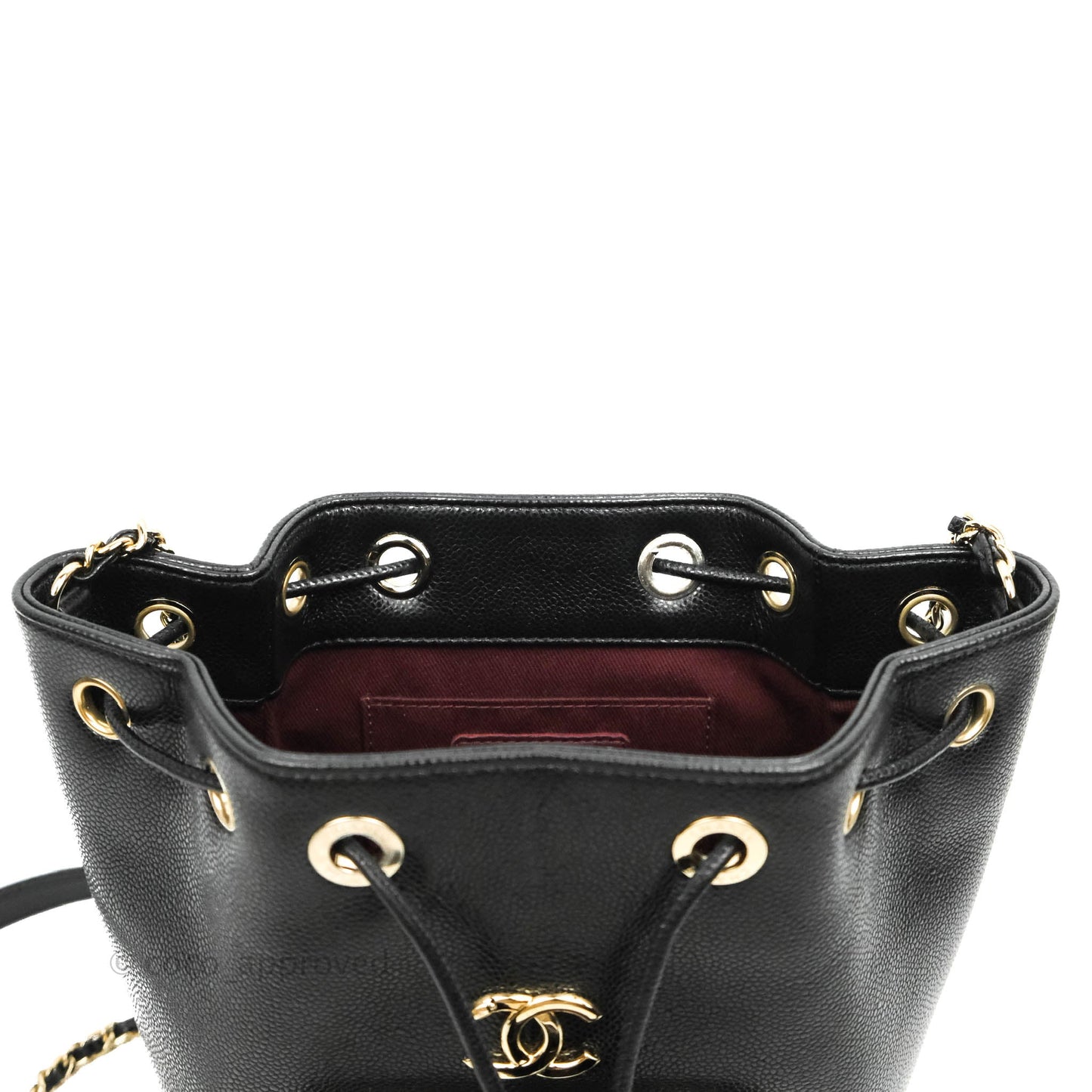 Chanel Caviar Quilted CC Pocket Bucket Bag Black Gold Hardware
