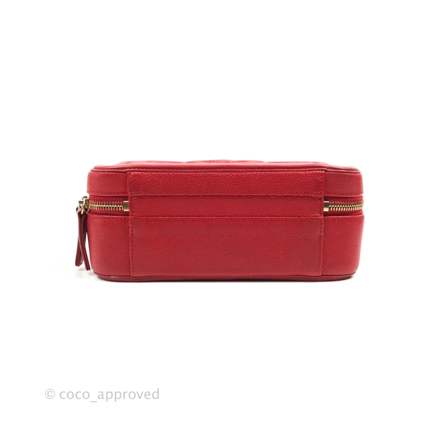 Chanel Quilted Medium CC Filigree Vanity Case Red Caviar Gold Hardware