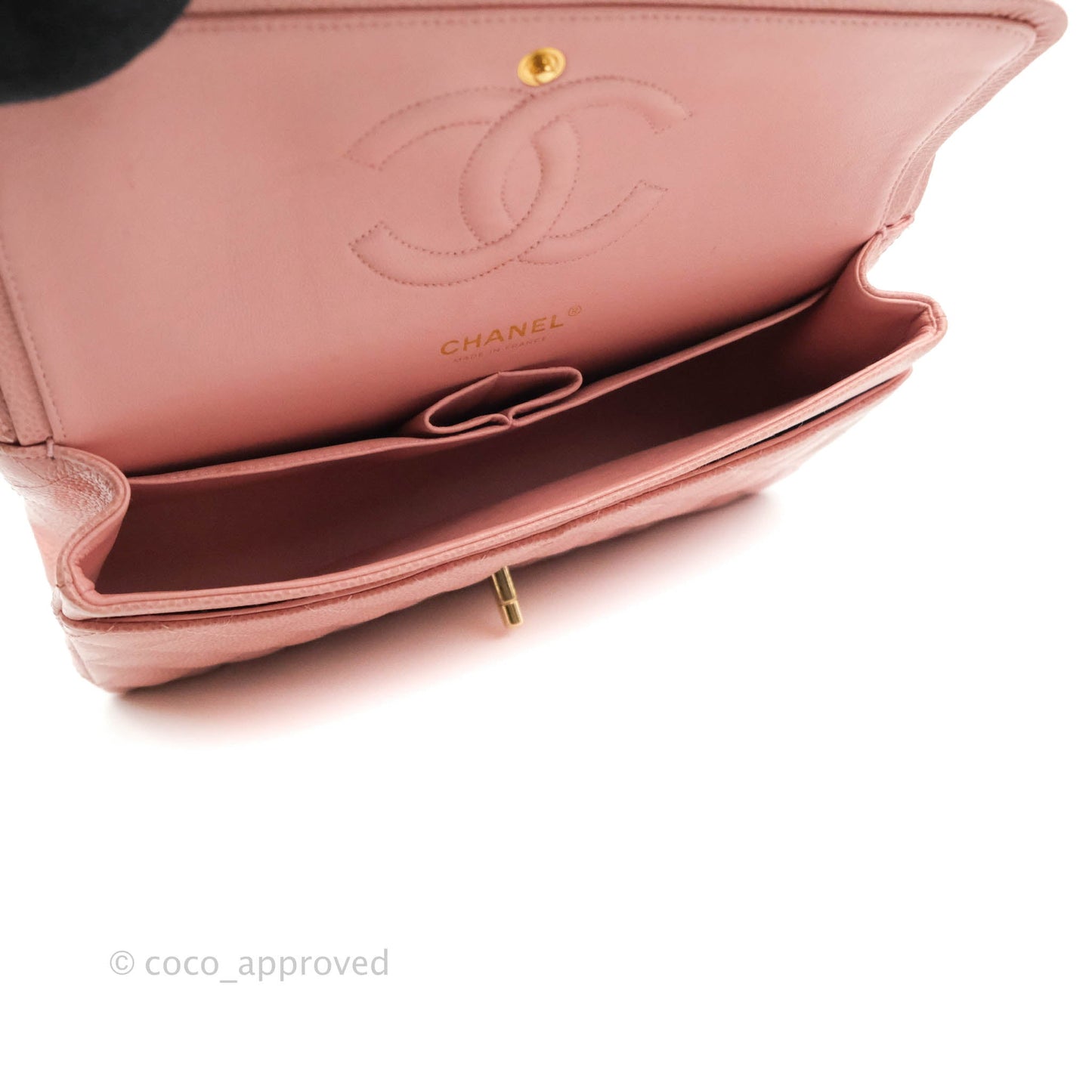 Chanel Vintage Classic M/L Medium Flap Quilted Pink Caviar 24K Gold Hardware
