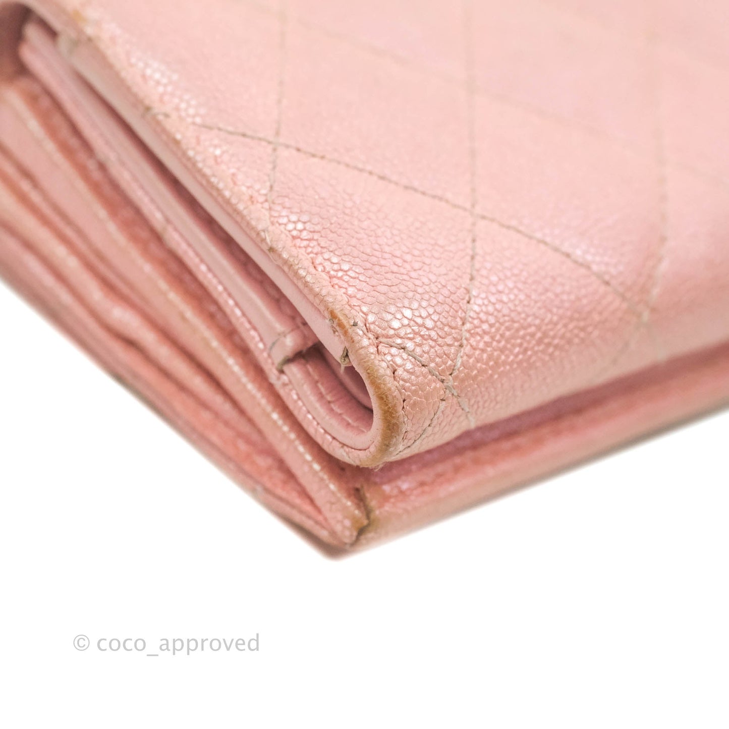 Chanel Quilted Small Classic Flap Trifold Wallet Iridescent Pink Caviar Gold Hardware