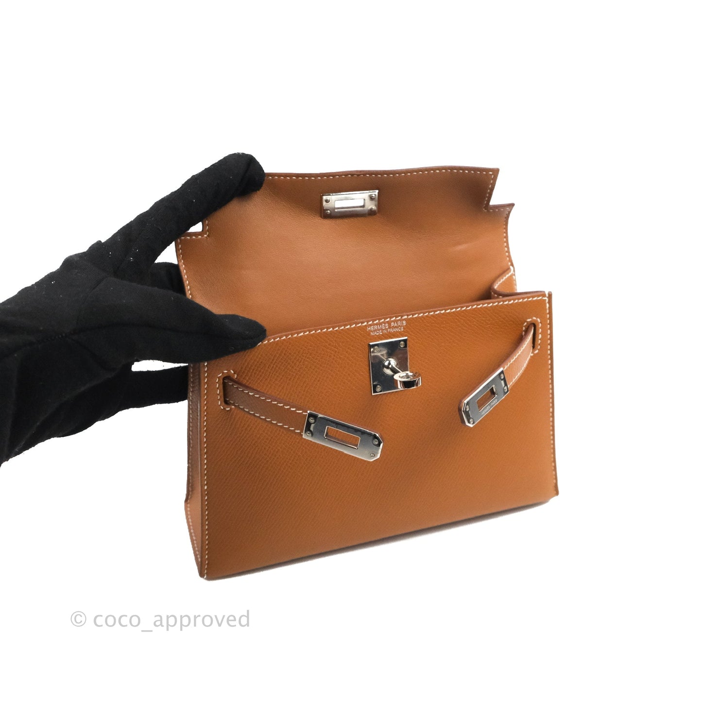 Hermès Mini Kelly II Sellier Gold Epsom Palladium Hardware