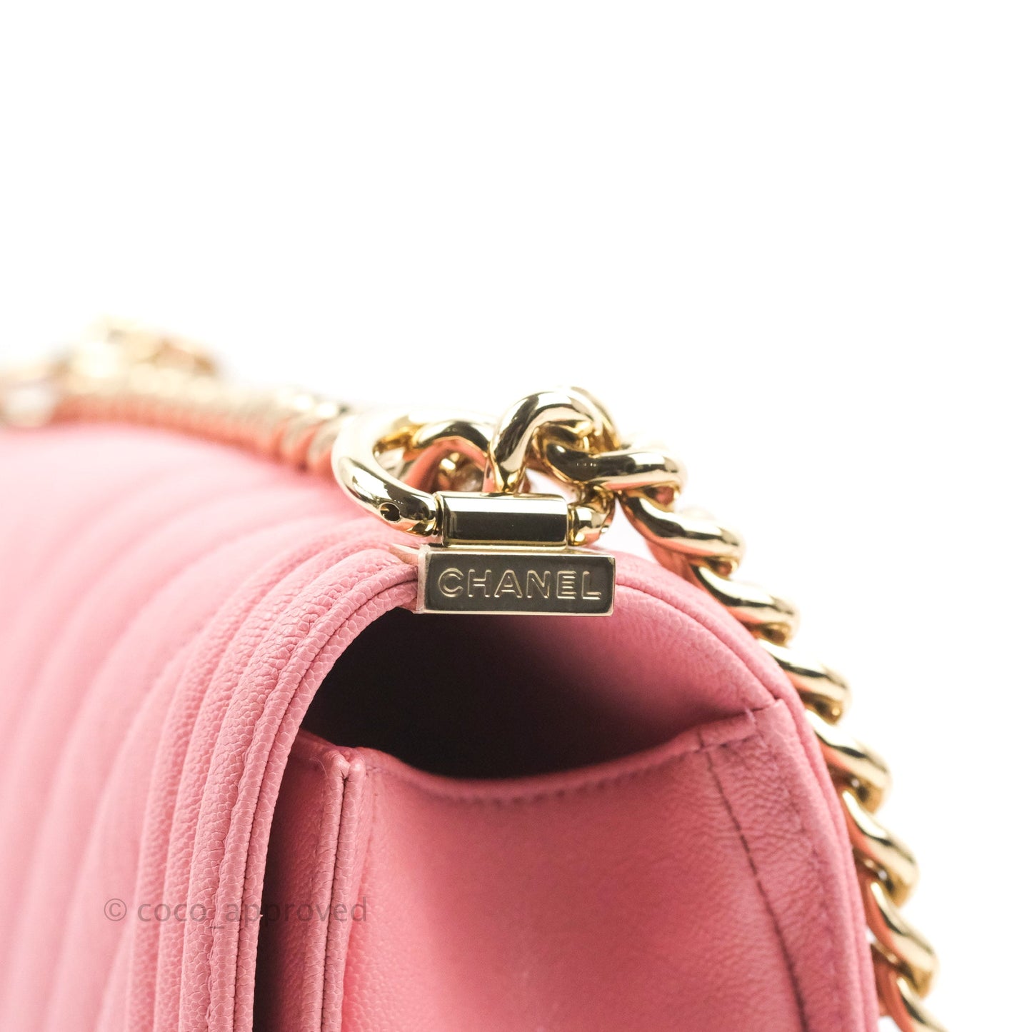 Chanel Quilted Medium Boy Rosy Pink Chevron Caviar Gold Hardware