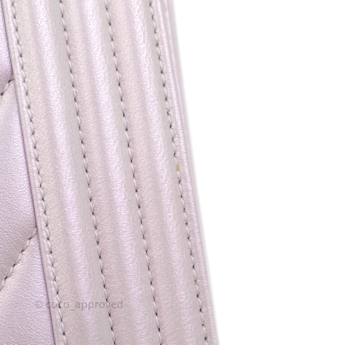 Chanel Medium Boy Chevron Iridescent Lilac Calfskin Silver Hardware