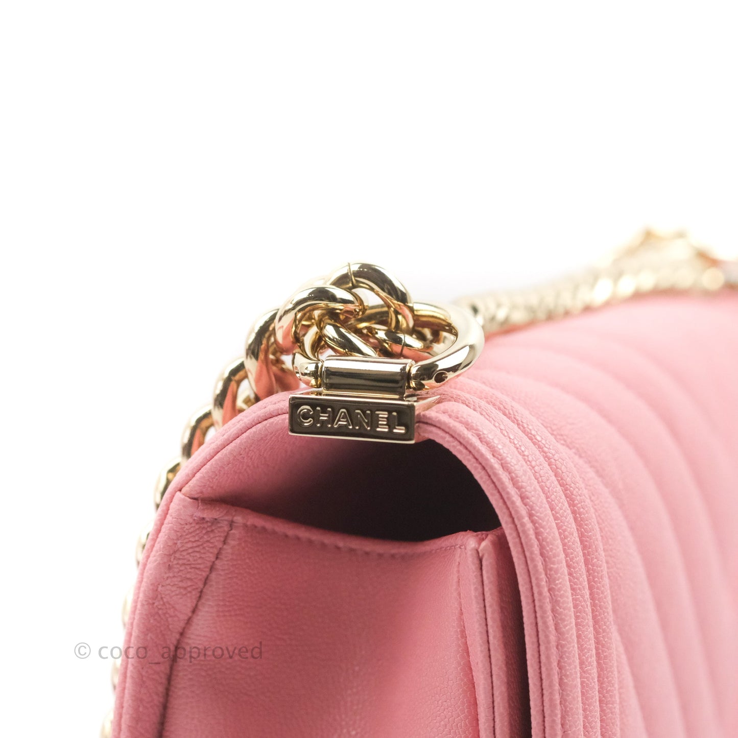 Chanel Quilted Medium Boy Rosy Pink Chevron Caviar Gold Hardware