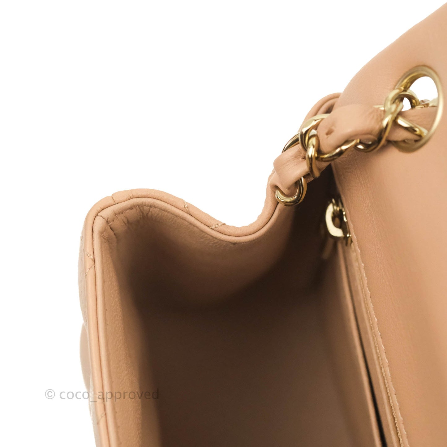 Chanel Mini Square Beige Lambskin Gold Hardware 21A