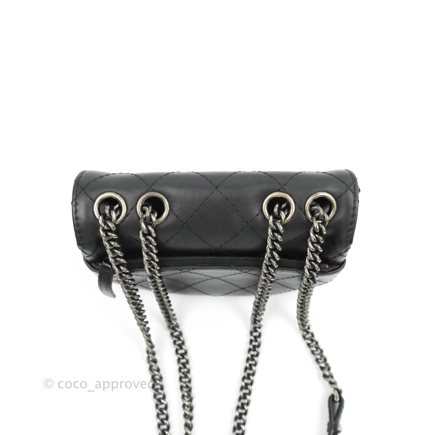 Chanel Flat Quilted Small Messenger Bag Black Calfskin Ruthenium Hardware