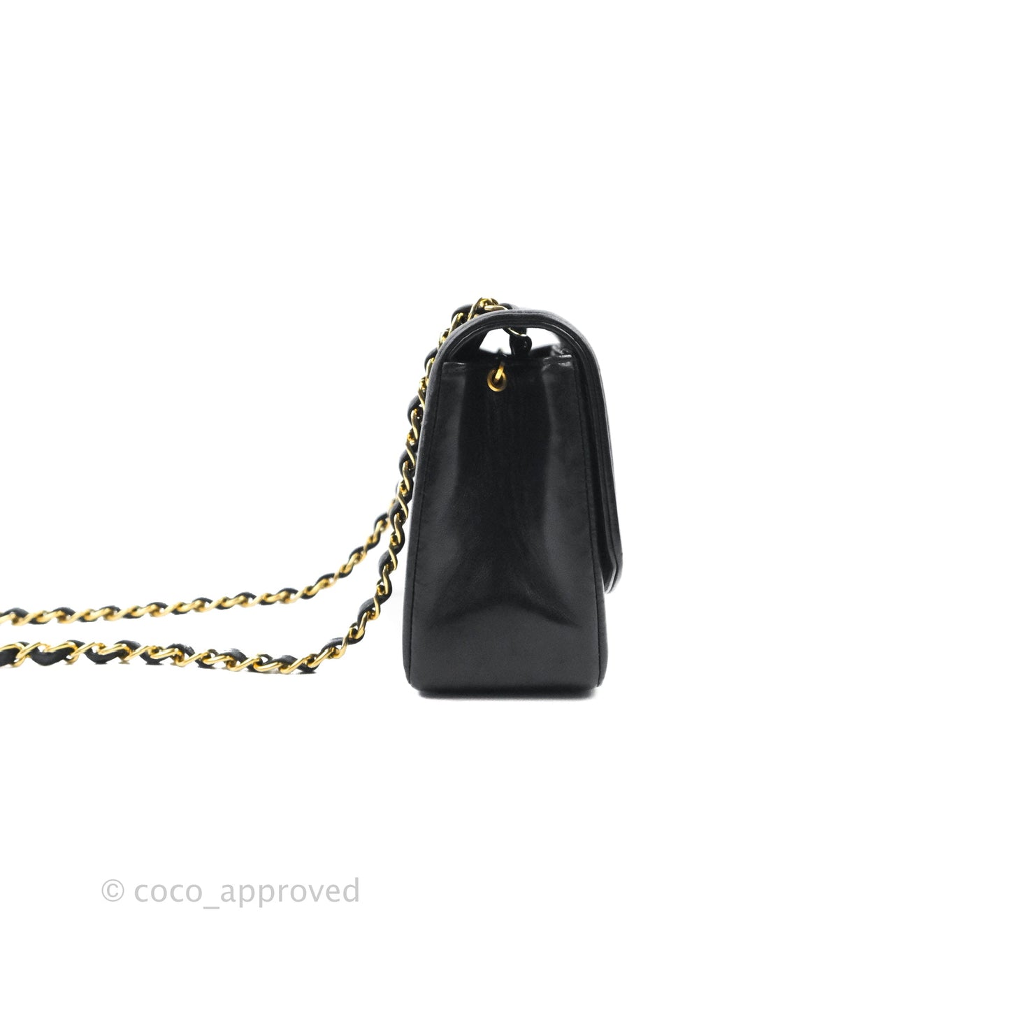 Chanel Vintage Small Quilted Classic Diana Flap Bag Black Lambskin 24K Gold Hardware