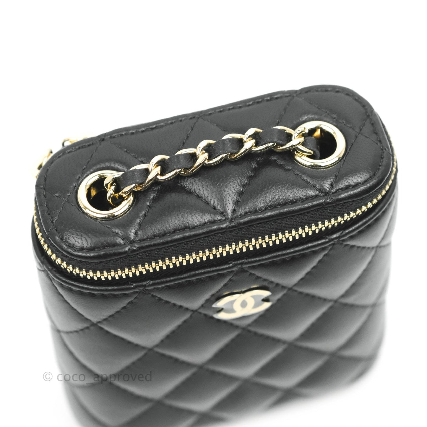 Chanel Classic Mini Vanity With Chain Black Lambskin Gold Hardware