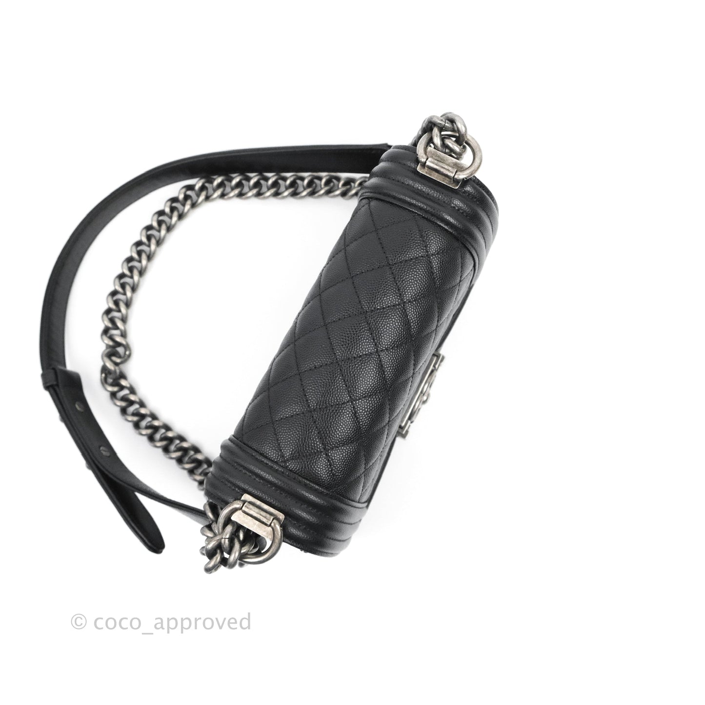 Chanel Small Quilted Boy Bag Black Caviar Ruthenium Hardware