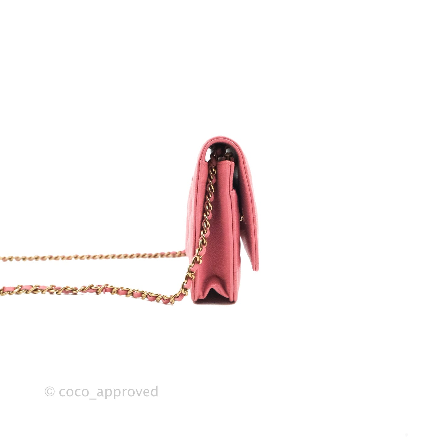 Chanel Quilted Classic Wallet on Chain WOC Pink Caviar Gold Hardware