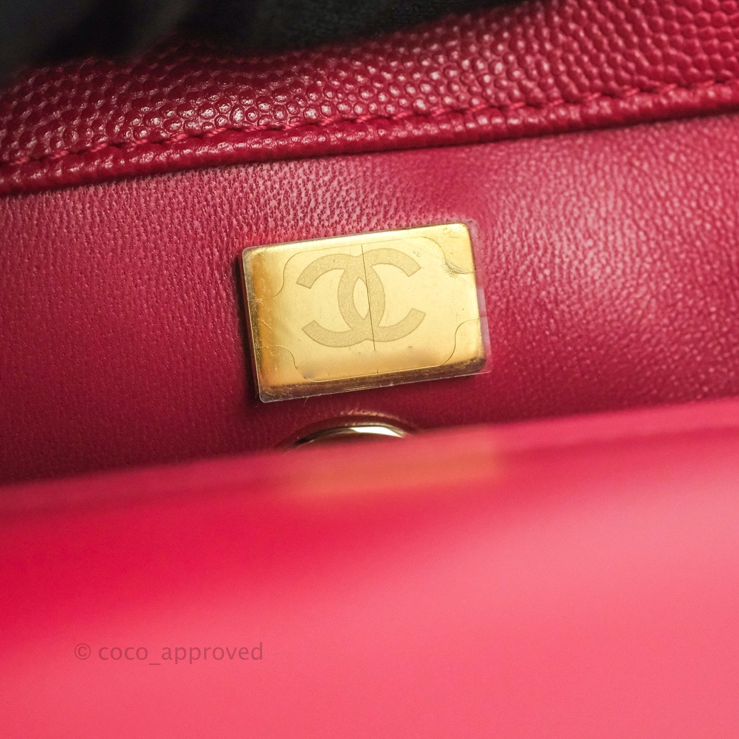 Chanel Small Coco Handle Quilted Dark Pink Caviar Gold Hardware 21A