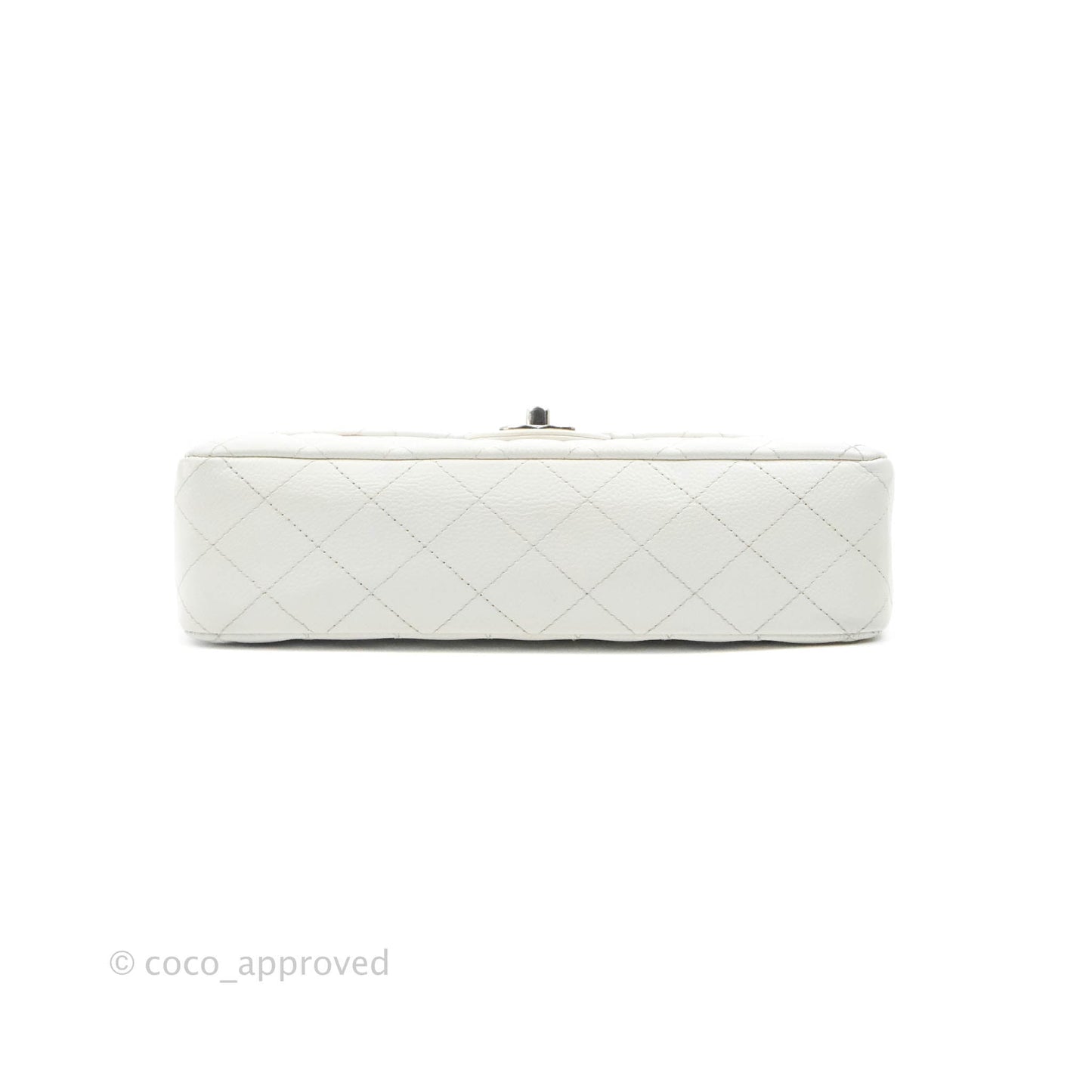 Chanel Classic M/L Medium Double Flap White Caviar Silver Hardware