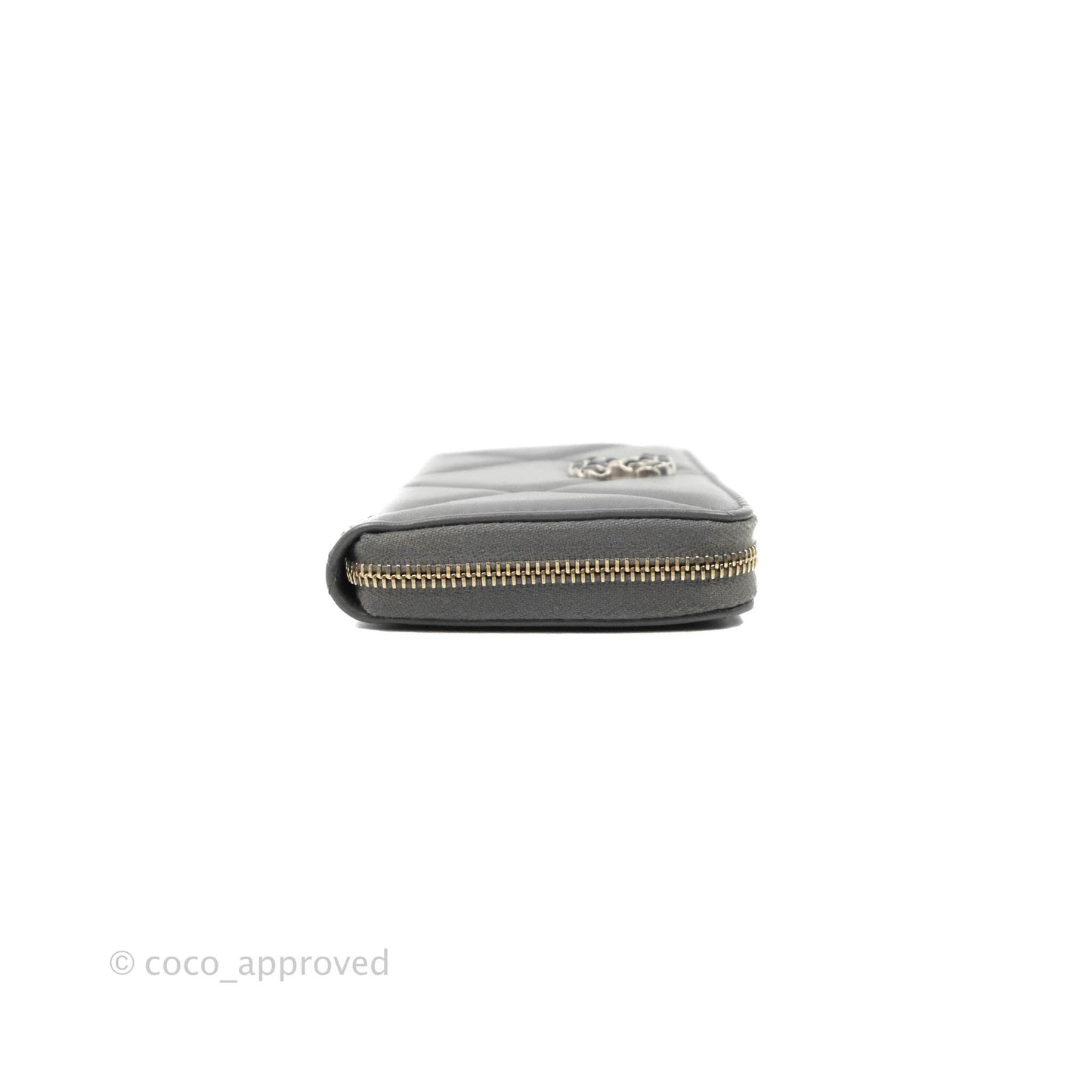 Chanel Quilted 19 Zipped Wallet Grey Lambskin