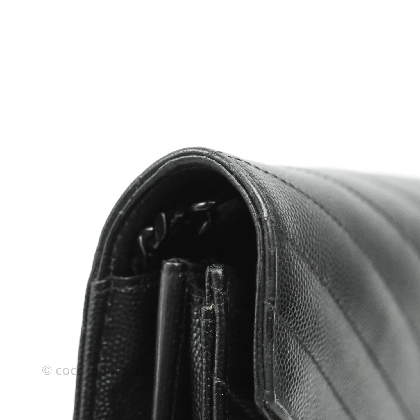Saint Laurent Wallet on Chain Large Black Grained Leather So Black