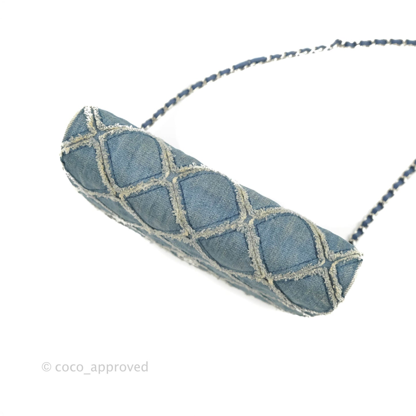 Chanel Quilted Wallet on Chain WOC Washed Denim Silver Hardware