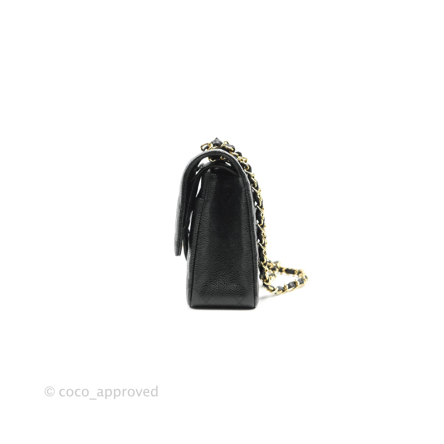 Chanel Classic M/L Medium Double Flap Black Caviar 24k Gold Hardware