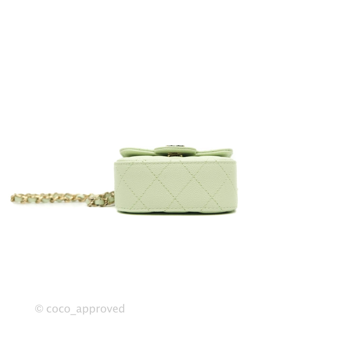 Chanel Classic Clutch With Chain Mint Green Gold Hardware