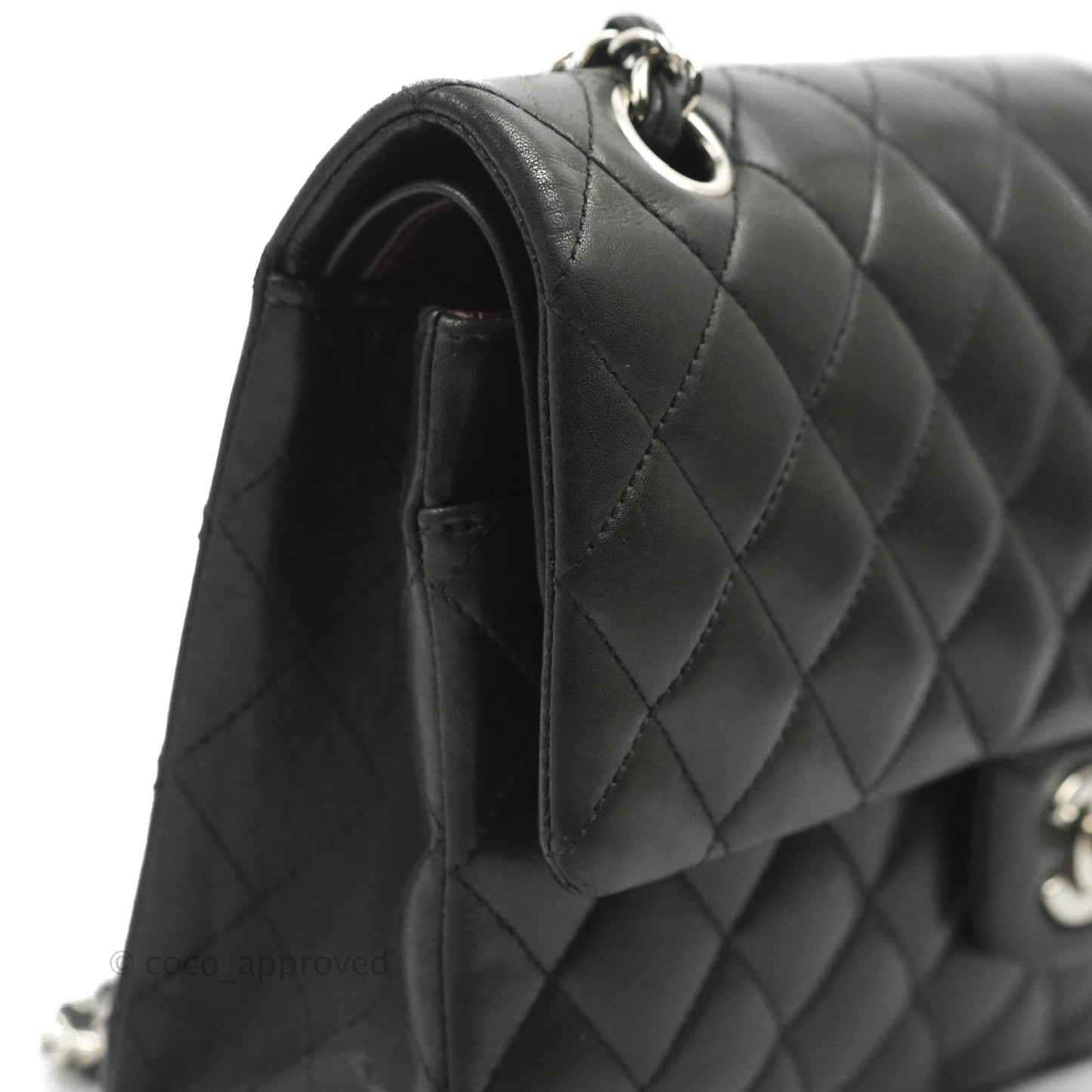 Chanel Medium Classic Quilted Flap Black Lambskin Silver Hardware