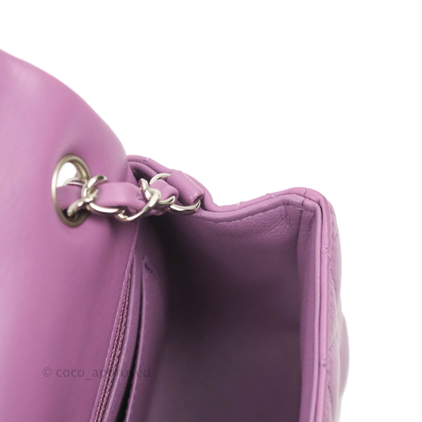 Chanel Quilted Mini Rectangular Flap Purple Lambskin Silver Hardware