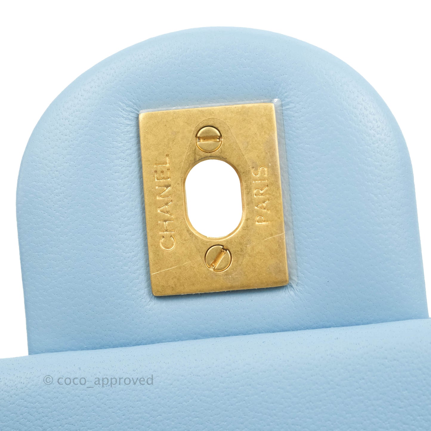 Chanel Mini Rectangular Pearl Crush Quilted Blue Lambskin Aged Gold Hardware