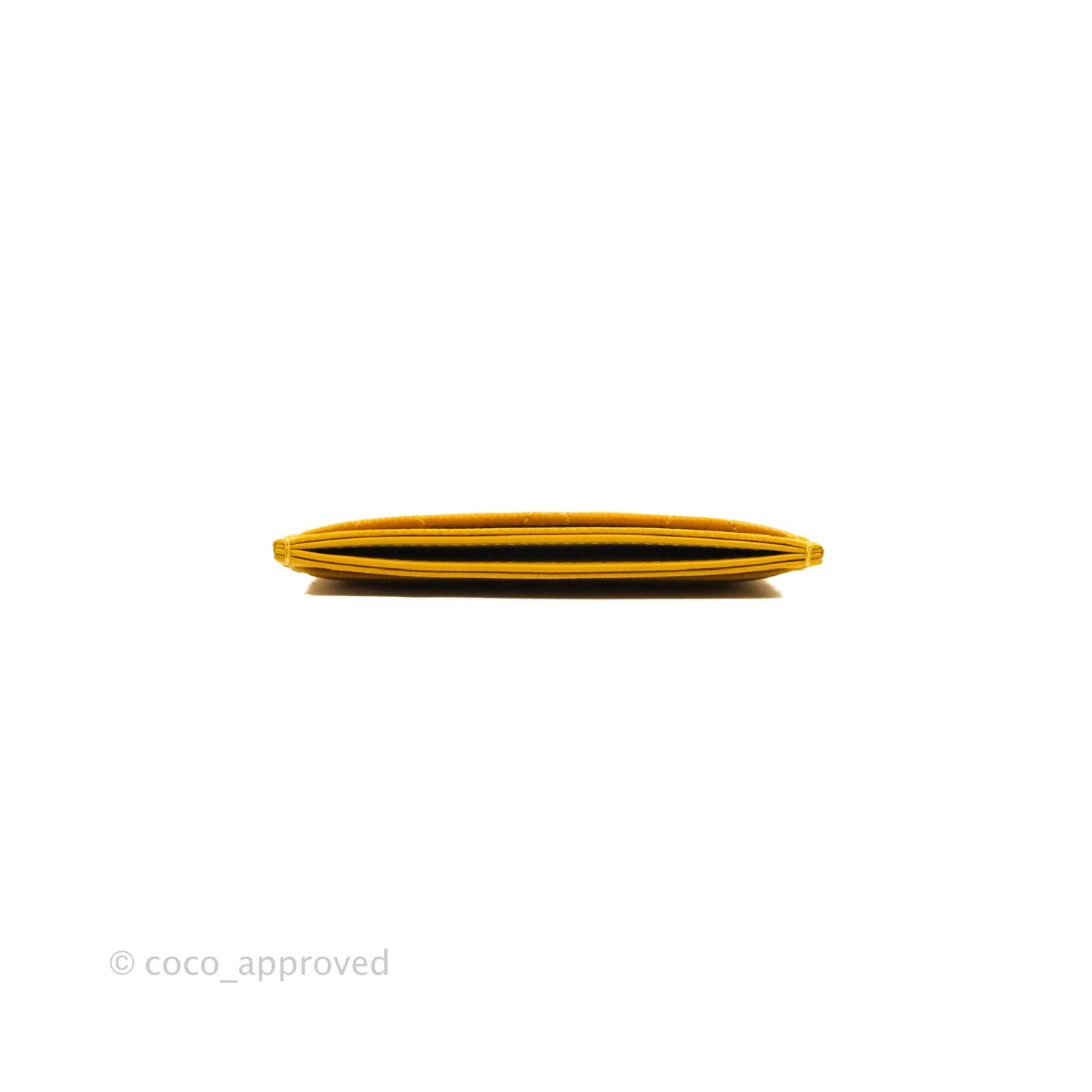 Chanel Classic Flat Card Holder Yellow Caviar Silver Hardware