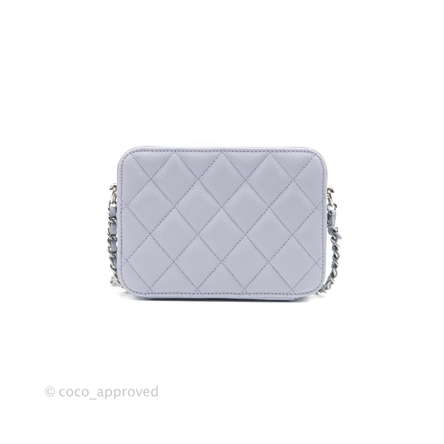 Chanel Quilted Camera Bag Lilac Caviar Silver Hardware