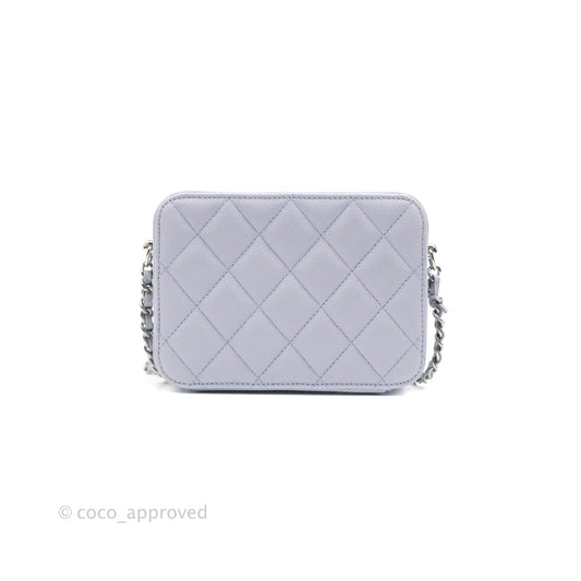 Chanel Quilted Camera Bag Lilac Caviar Silver Hardware