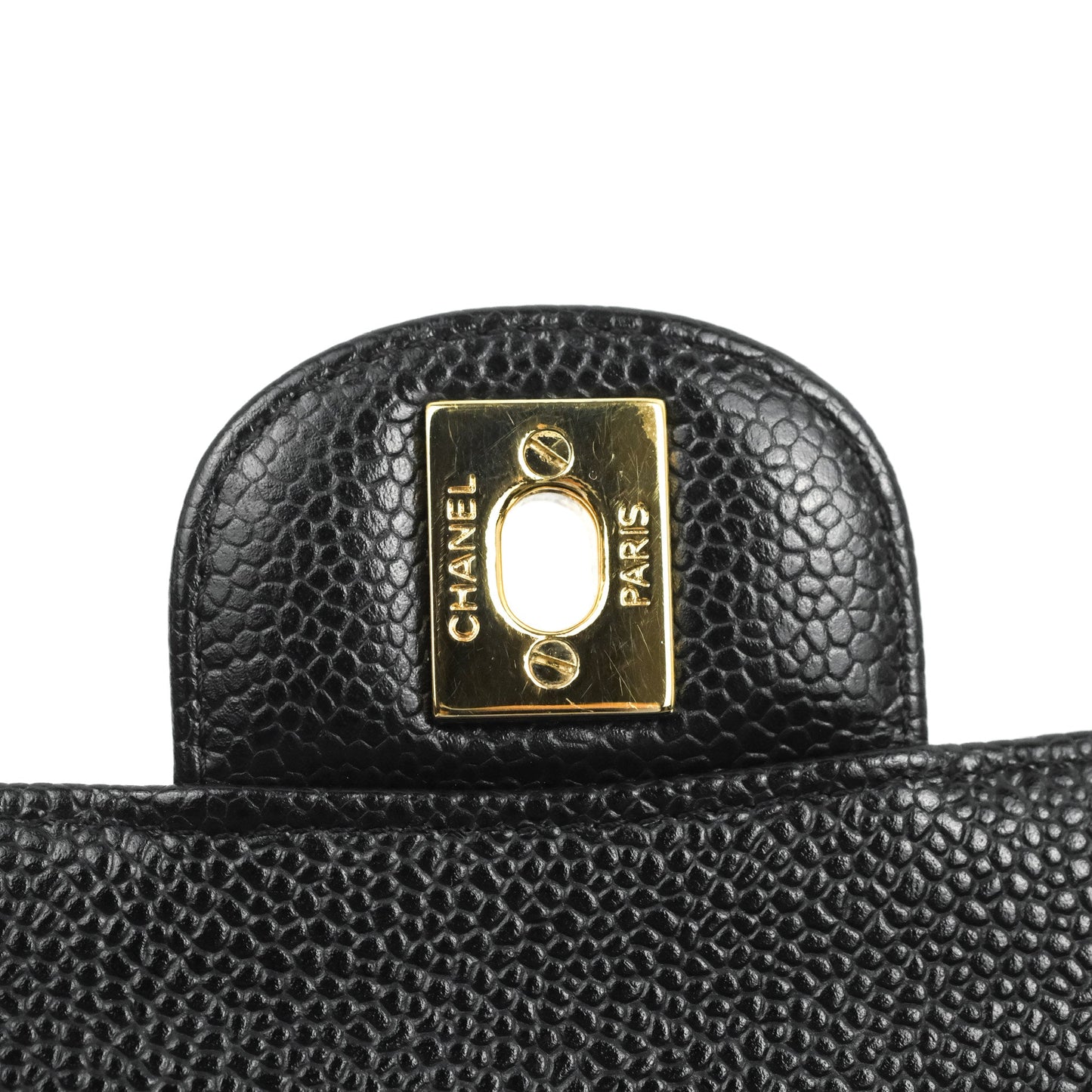 Chanel Classic M/L Medium Flap Quilted Black Caviar 24K Gold Hardware