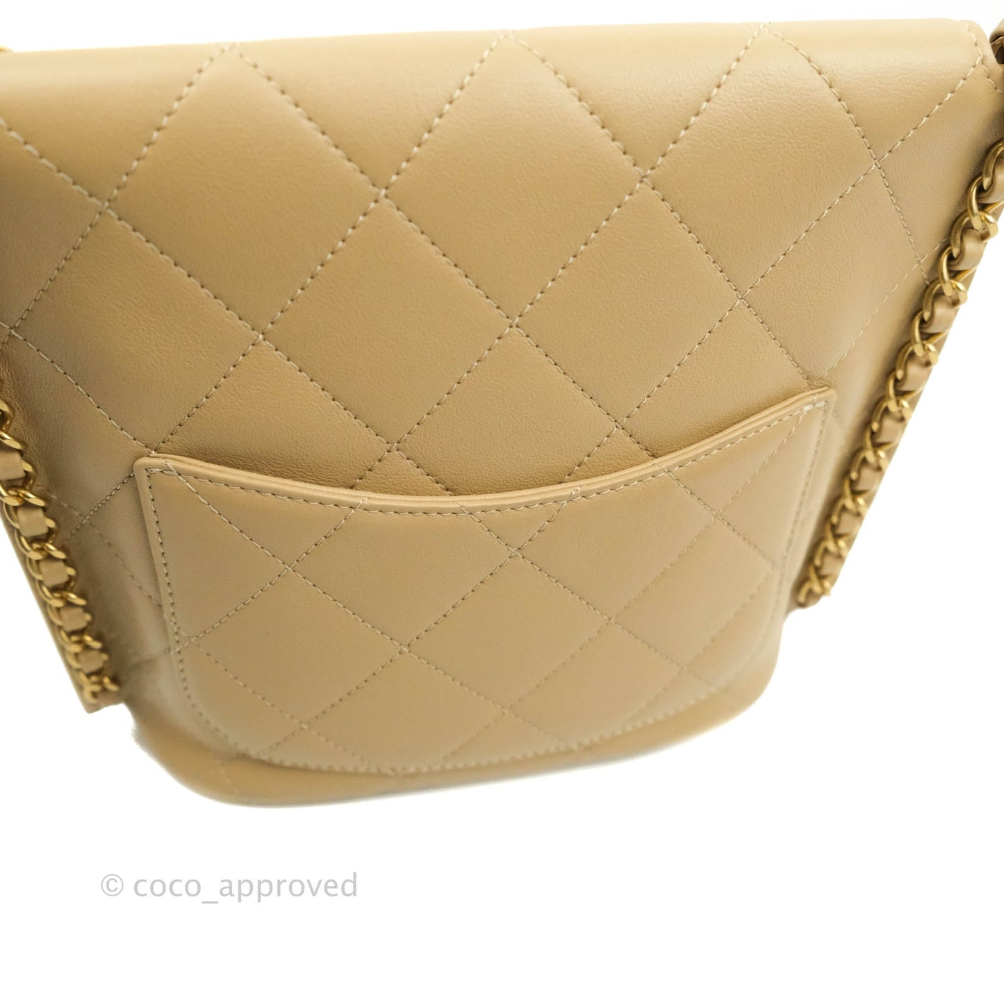 Chanel Small Hobo Bag Beige Calfskin Aged Gold Hardware