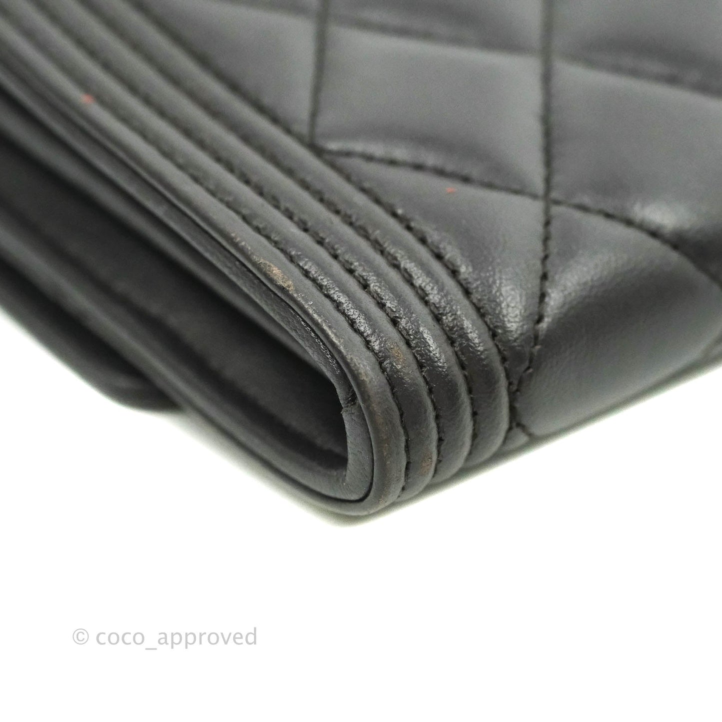 Chanel Quilted Boy Flap Long Wallet Dark Purple Lambskin Gold Hardware