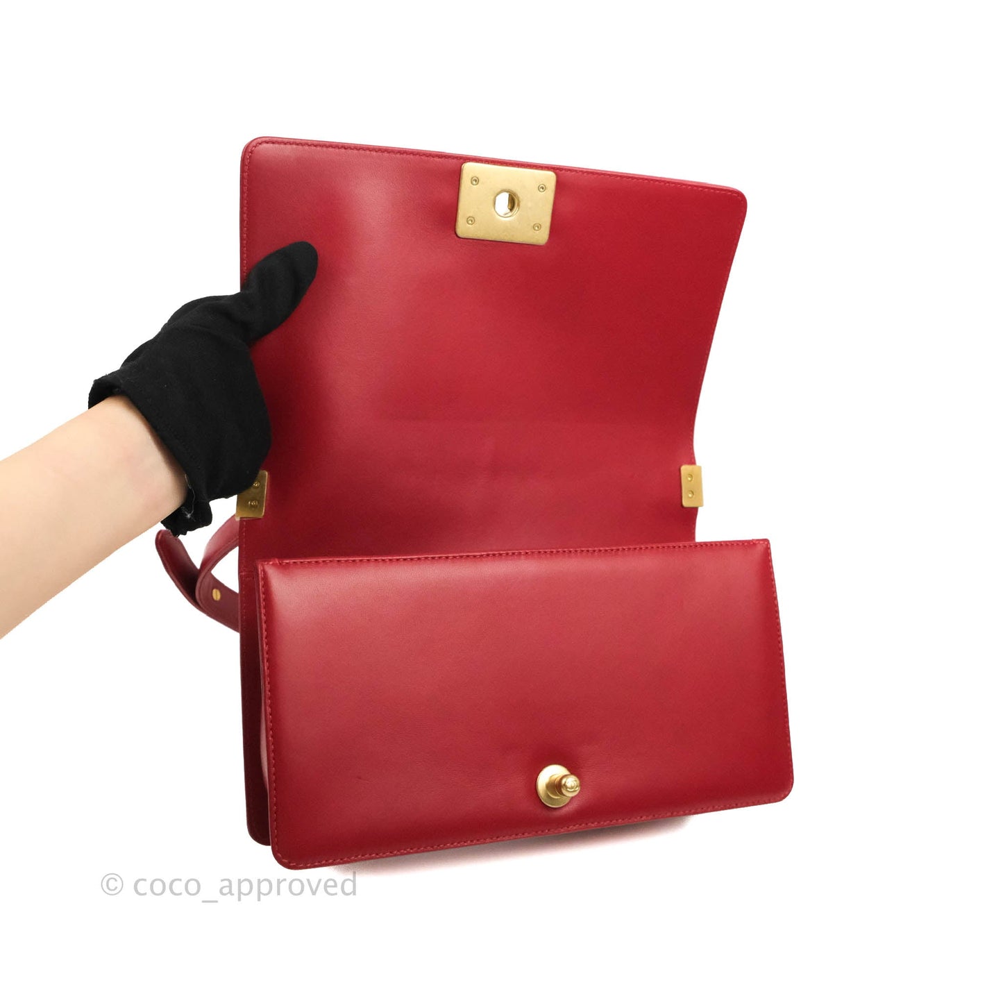 Chanel Quilted Medium Boy Red Lambskin Aged Gold Hardware
