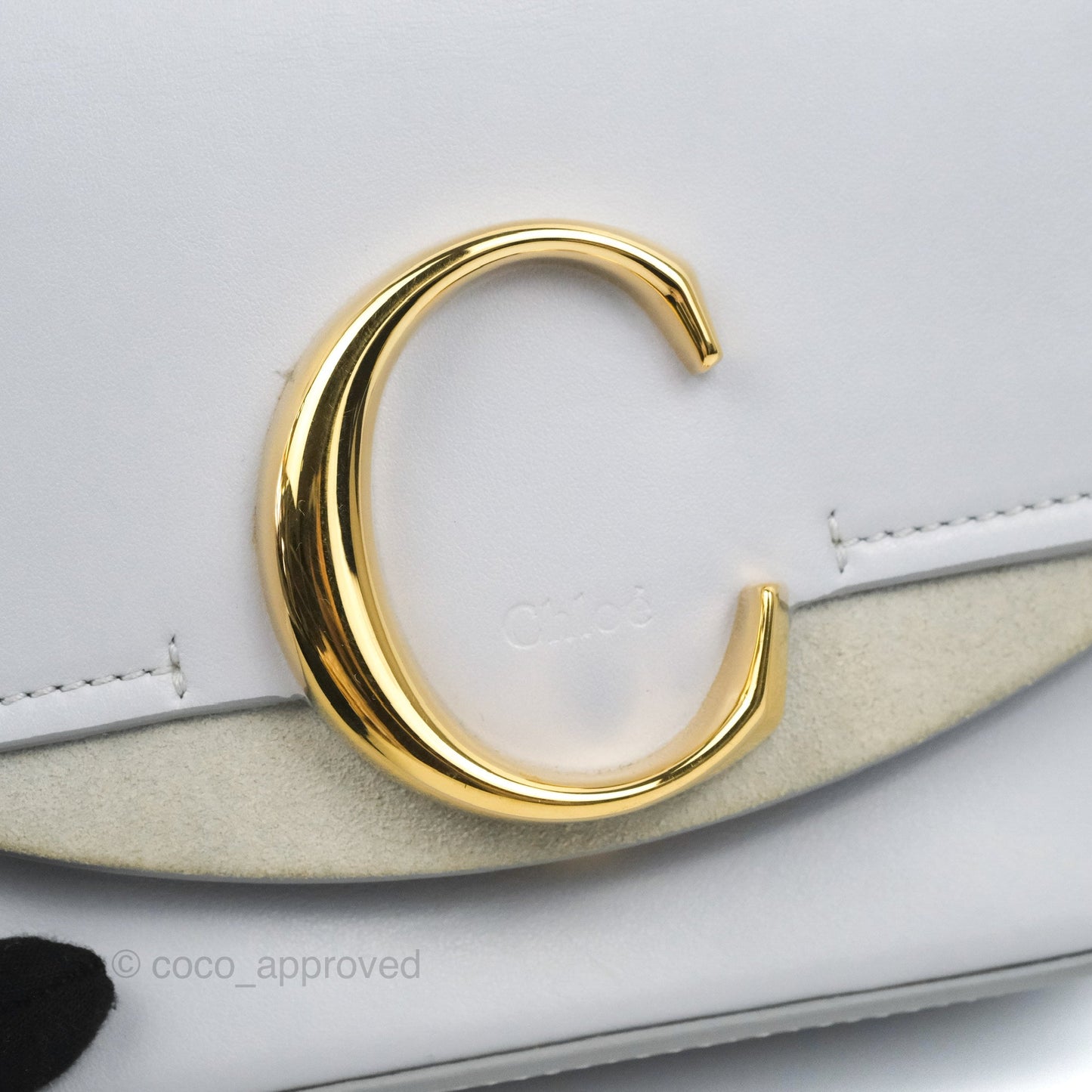Chloé Mini C Bag Light Cloud Shiny/Suede Calfskin
