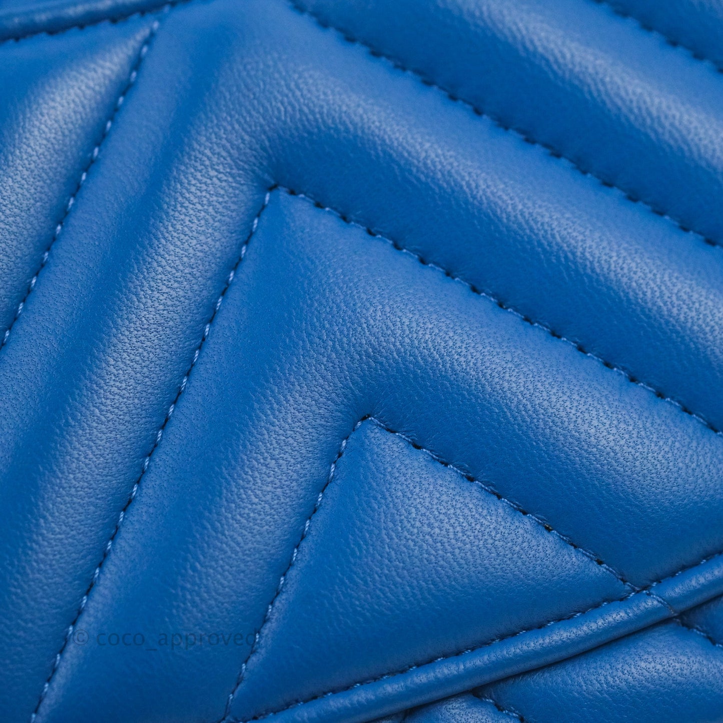 Chanel Chevron Mini Rectangular Flap Blue Lambskin Light Gold Hardware