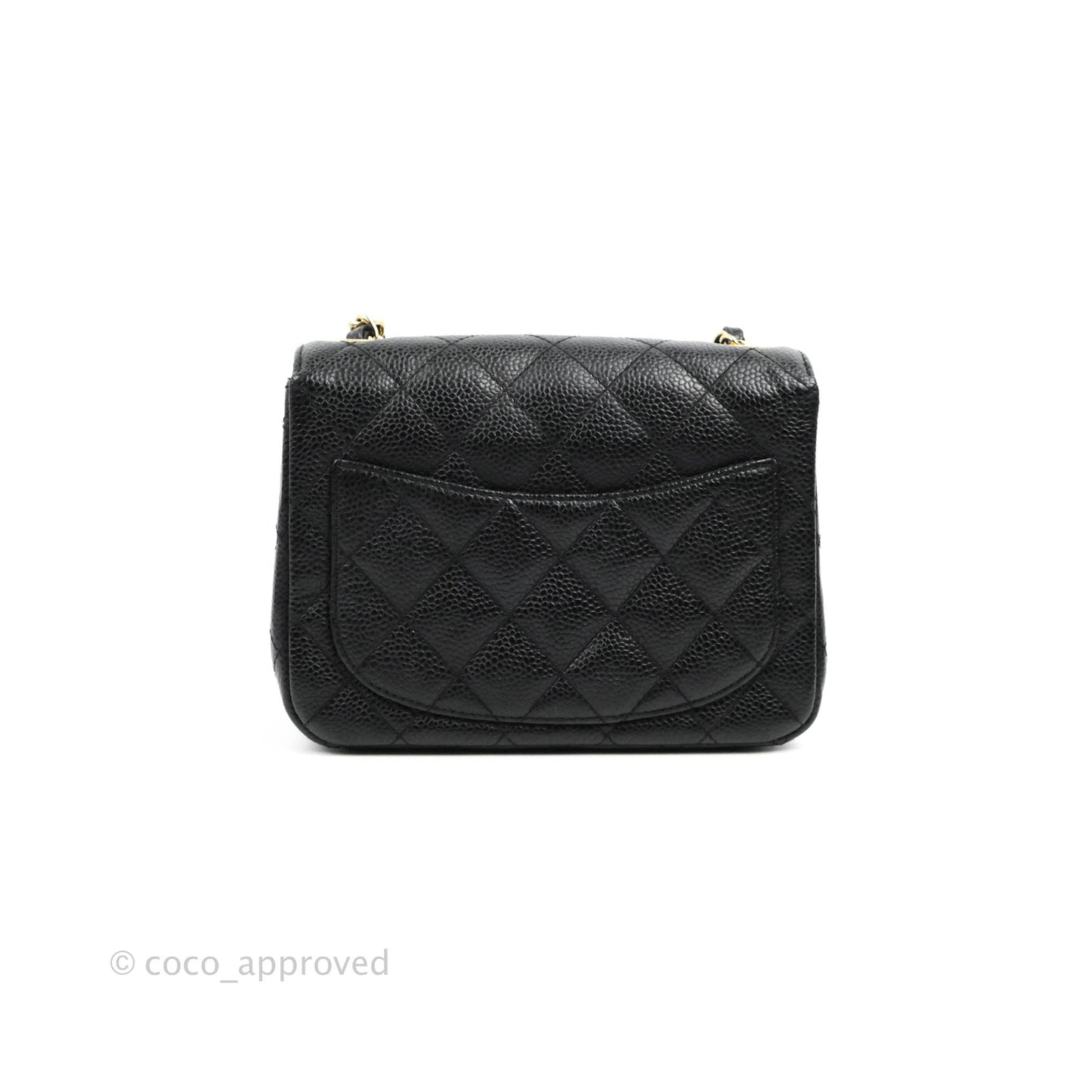 Chanel Quilted Mini Square Flap Bag Black Caviar 24K Gold Hardware
