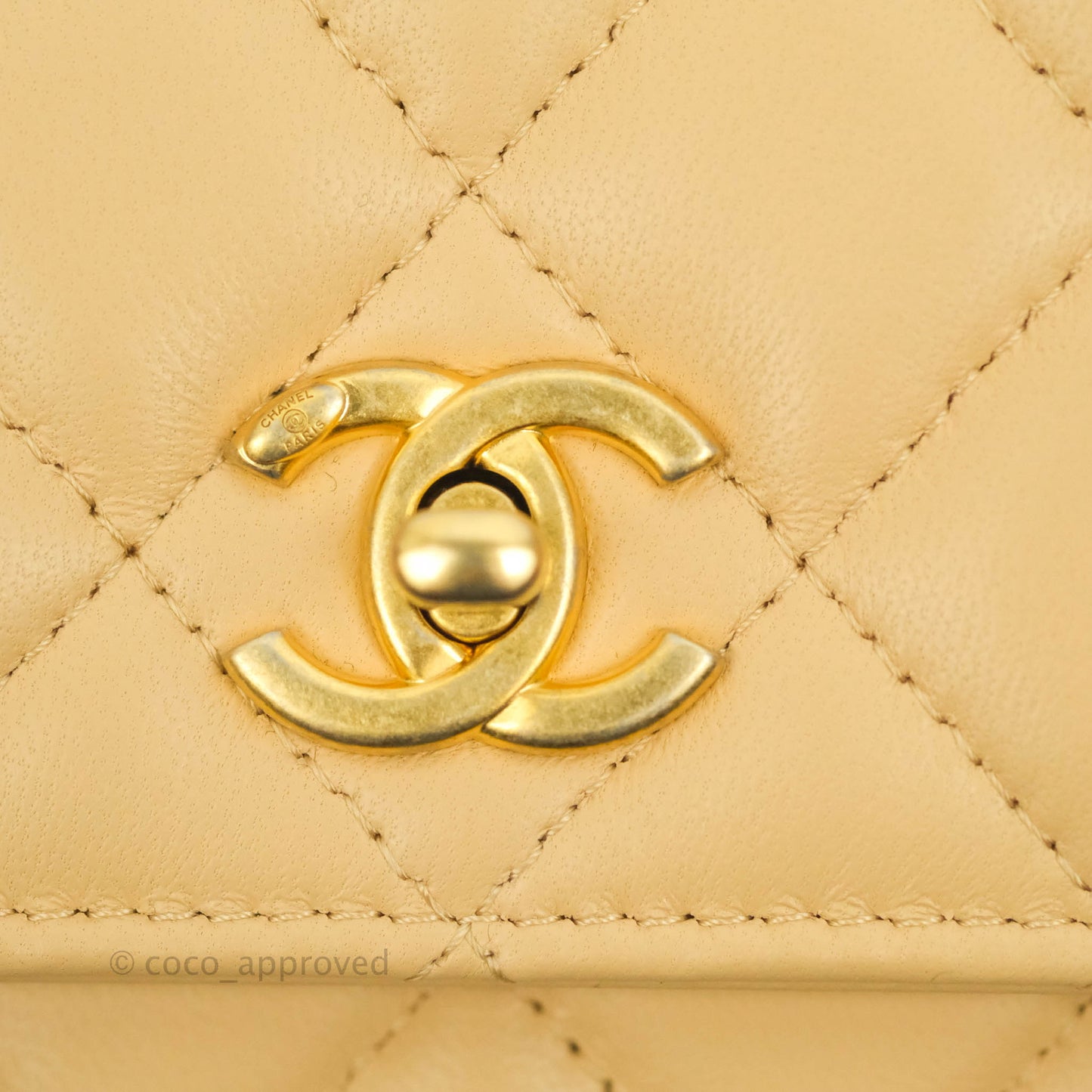 Chanel Quilted Pearl Crush Wallet on Chain WOC Beige Lambskin Aged Gold Hardware