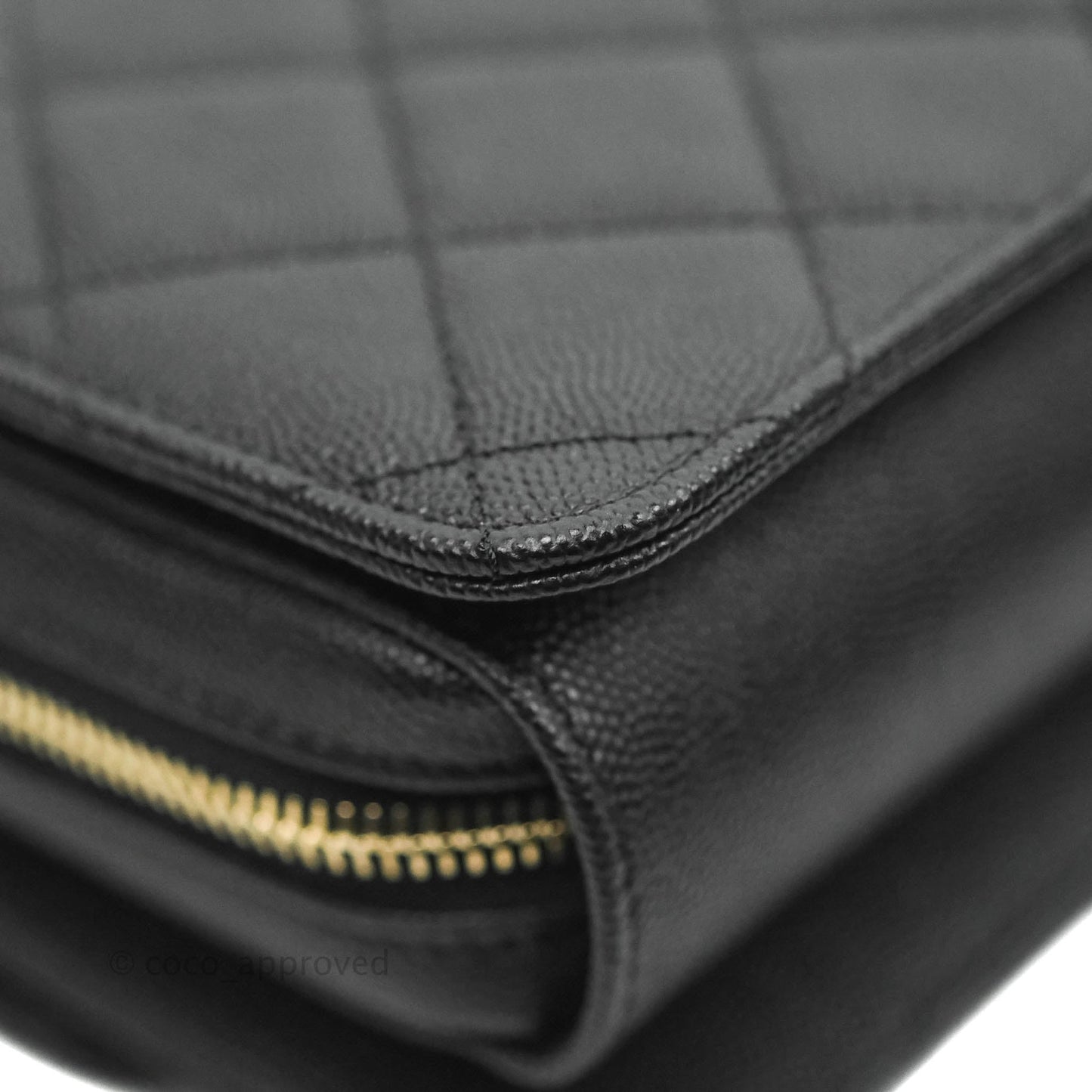Chanel Quilted Small Like The Wallet Flap Black Caviar Light Gold Hardware 22C