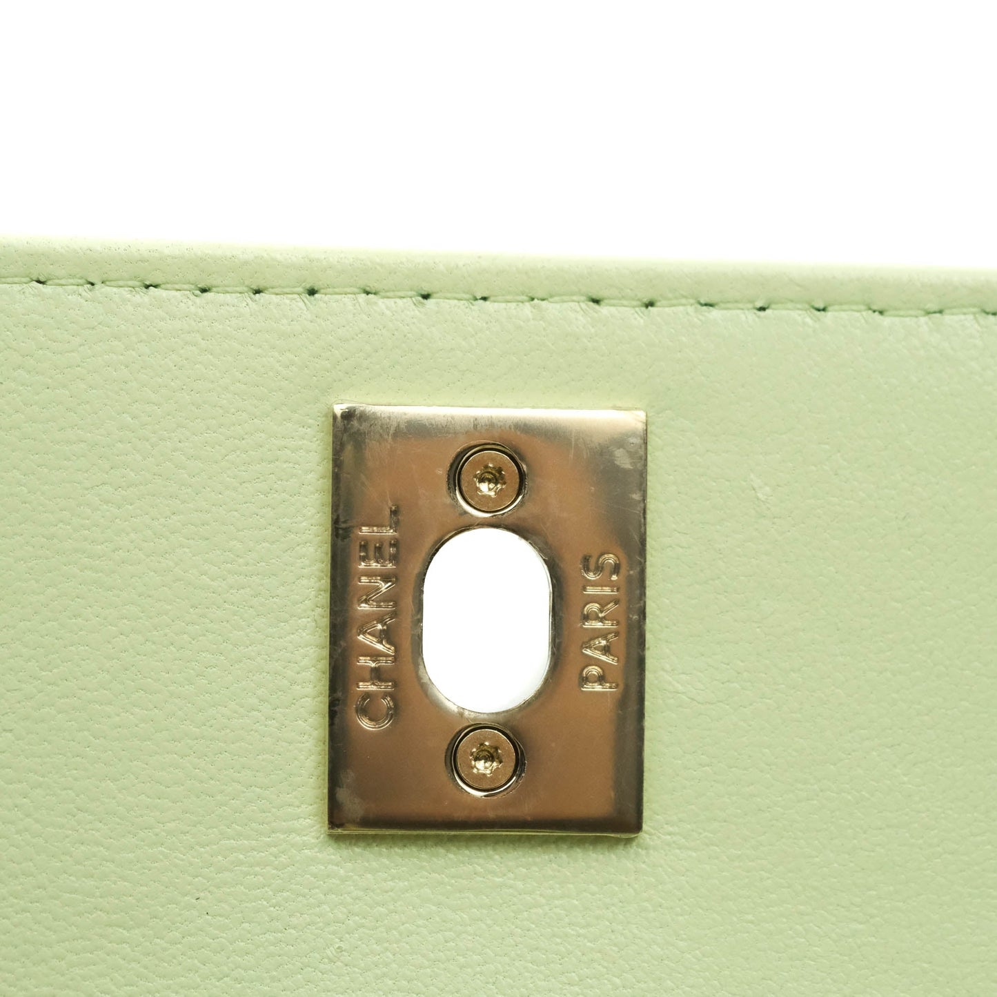 Chanel Mini Quilted Trendy CC Clutch With Chain Light Green Lambskin Gold Hardware