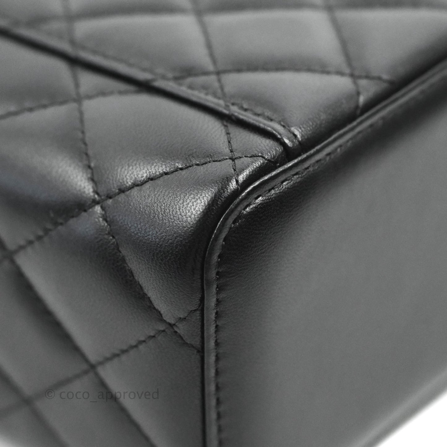 Chanel Vanity Rectangular Top Handle Black Lambskin Gold Hardware
