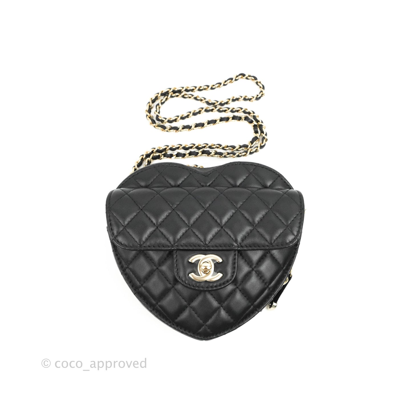 Chanel Large Heart Bag Black Lambskin Gold Hardware 22S