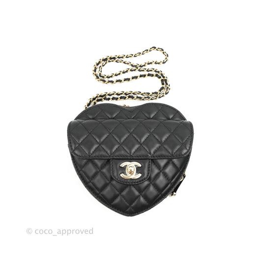 Chanel Large Heart Bag Black Lambskin Gold Hardware 22S
