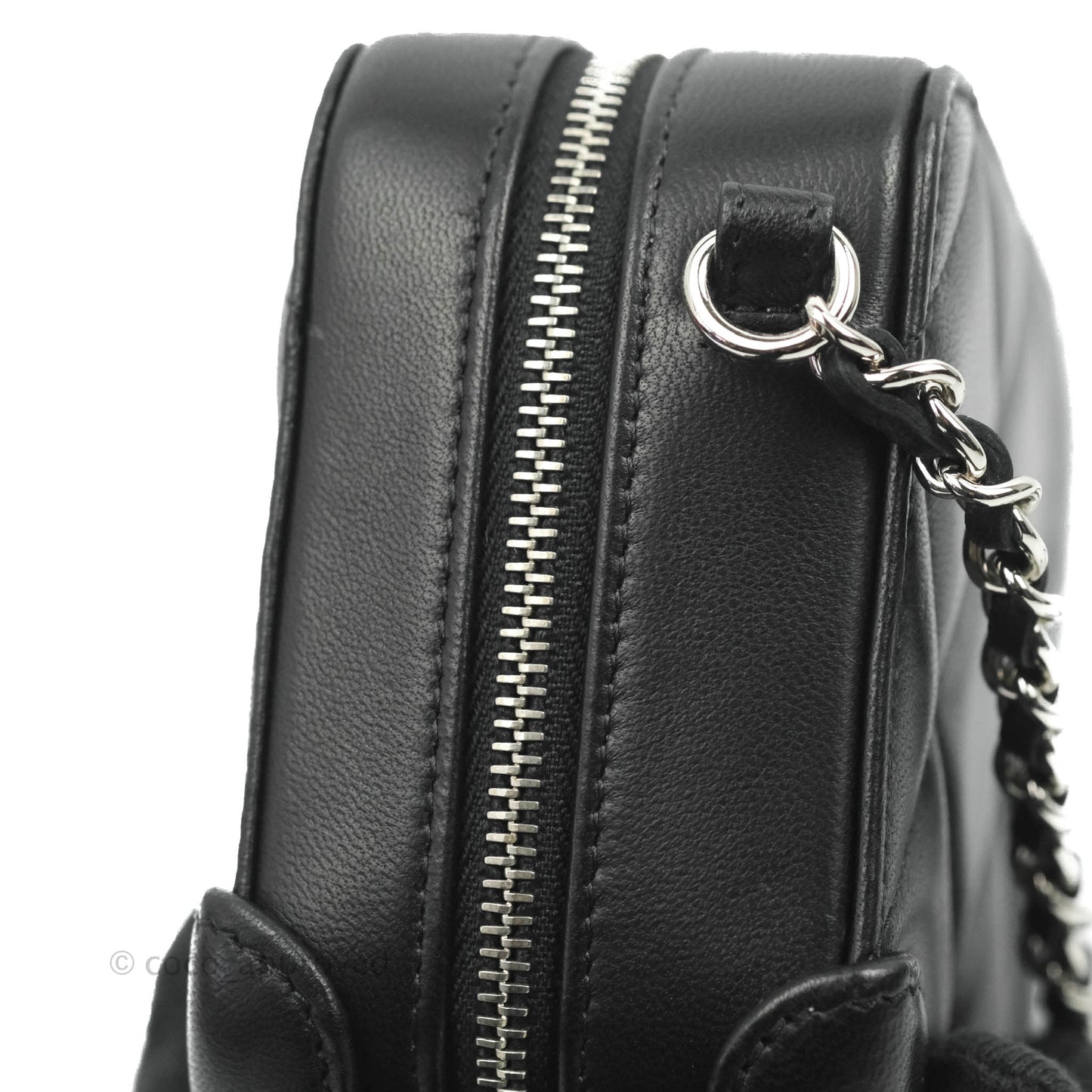 Chanel Mini Quilted Camera Case Black Lambskin Silver Hardware