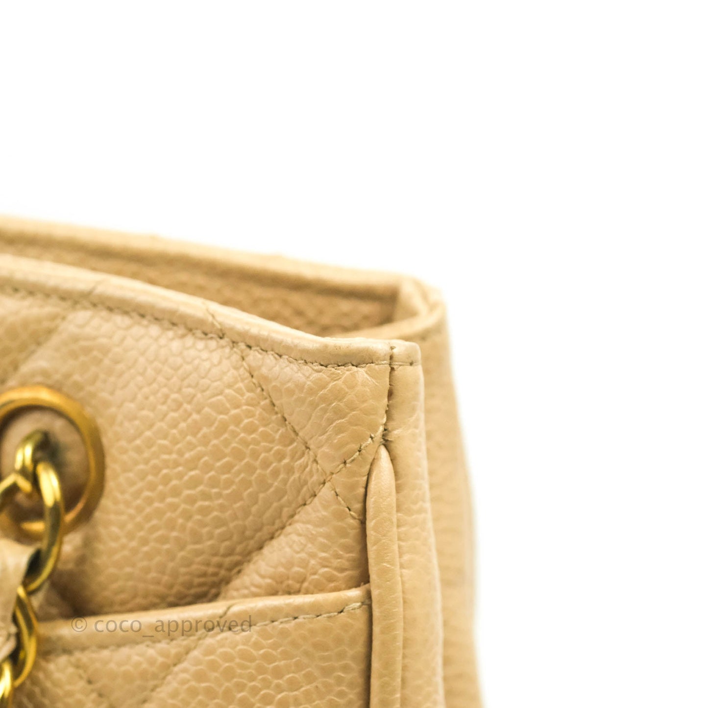 Chanel Vintage CC Quilted Tote Dark Beige Caviar 24K Gold Hardware